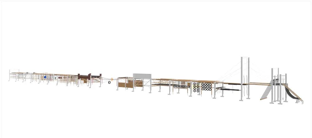 Technische 3D-tekening van de staalconstructie en onderdelen